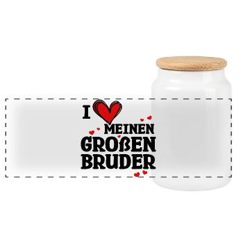 Großer Bruder Statement Geschwisterliebe Herz - Panorama Keksdose mit Holzdeckel - Weiß - Vorne