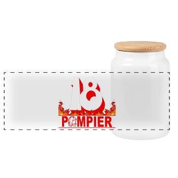 Pompier - Boîte à biscuits avec couvercle en bois - blanc - Devant