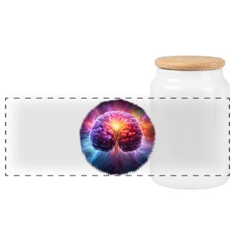 The Brain, Human Brain Infinite Skill - Panoramic Cookie Jar with Wooden Lid - white - Front