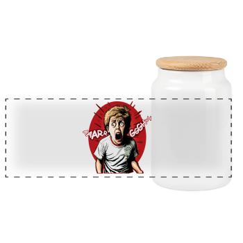 ARGH 01 - Panoramic Cookie Jar with Wooden Lid - white - Front