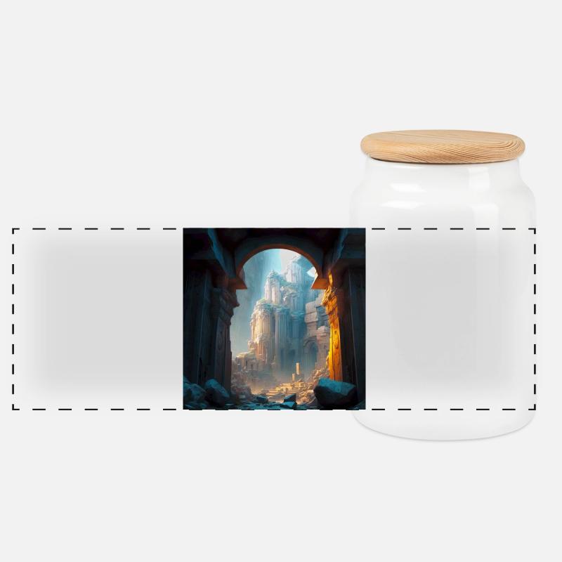 City 02 - Boîte à biscuits avec couvercle en bois - blanc