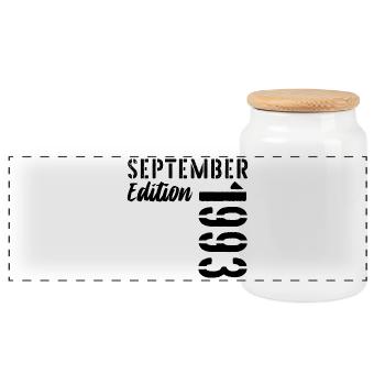 33rd birthday September 1993 - 33 years old - Panoramic Cookie Jar with Wooden Lid - white - Front