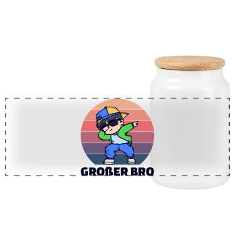 Stolzer Großer Bruder Statement Bro Bruderherz - Panorama Keksdose mit Holzdeckel - Weiß - Vorne