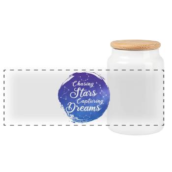 Hunting Stars Catching Dreams - Panoramic Cookie Jar with Wooden Lid - white - Front