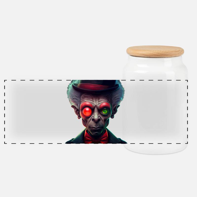 funky alien 04 - Boîte à biscuits avec couvercle en bois - blanc