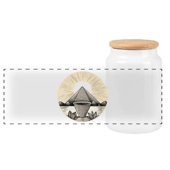 Pyramide 01 - Panorama Keksdose mit Holzdeckel - Weiß - Vorne