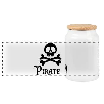 Pirate! (black) - Panoramic Cookie Jar with Wooden Lid - white - Front