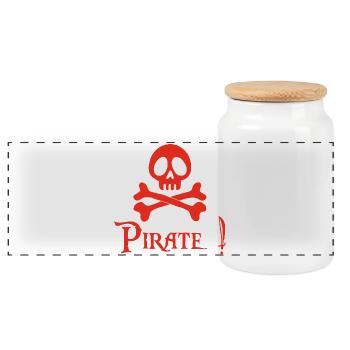 Pirate ! (rouge) - Boîte à biscuits avec couvercle en bois - blanc - Devant