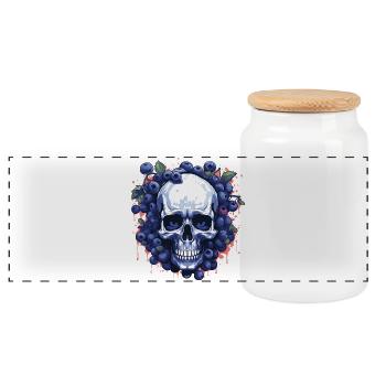 Beeren-Schädelkunst Blau - Panorama Keksdose mit Holzdeckel - Weiß - Vorne