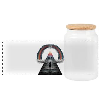 Rainbow Pyramid Moonlight Tango Dodgy - Panoramic Cookie Jar with Wooden Lid - white - Front