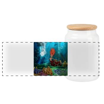 Sweet Little Mermaid - Panoramic Cookie Jar with Wooden Lid - white - Front