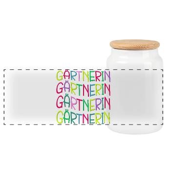 Geschenke für Gärtnerin - Hobby Garten - Panorama Keksdose mit Holzdeckel - Weiß - Vorne