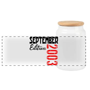 23rd birthday September 2003 - Panoramic Cookie Jar with Wooden Lid - white - Front