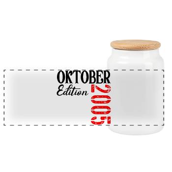 21. GEBURTSTAG OKTOBER 2005 - 21 Jahre alt - Panorama Keksdose mit Holzdeckel - Weiß - Vorne