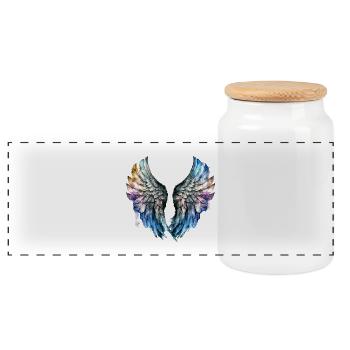 Angel s wings - Boîte à biscuits avec couvercle en bois - blanc - Devant