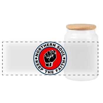 60s Style Northern Soul Keep The Faith Mod - Panoramic Cookie Jar with Wooden Lid - white - Front