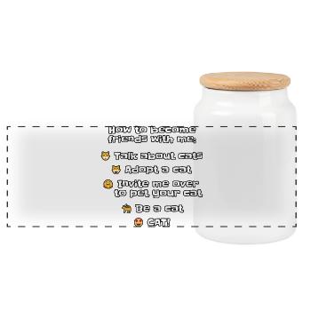 How to befriend a cat nerd - Panoramic Cookie Jar with Wooden Lid - white - Front