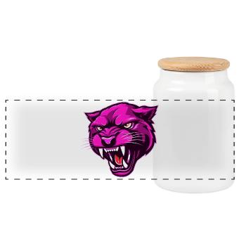 Panther Head Rose - Boîte à biscuits avec couvercle en bois - blanc - Devant