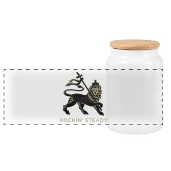 Rockin' Steady Lion of Judah design by Skashirts - Panorama Keksdose mit Holzdeckel - Weiß - Vorne