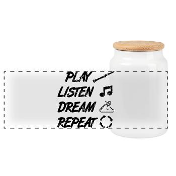 Clarinet playing technique - Panoramic Cookie Jar with Wooden Lid - white - Front