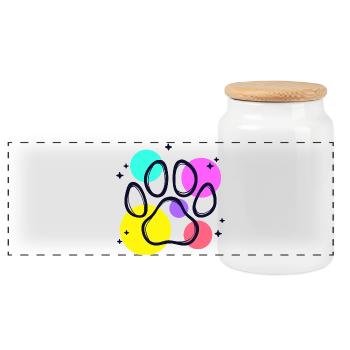 Pets, Dog, Favorite Animal, Cat, Cuddly Toy - Panoramic Cookie Jar with Wooden Lid - white - Front