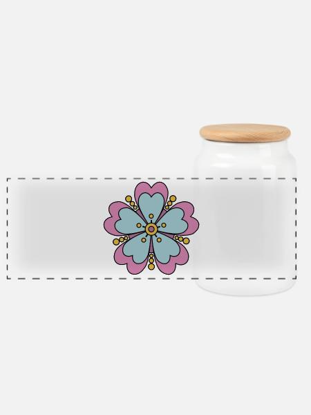 Niedliche Funky Hippie Boho Blume - Panorama Keksdose mit Holzdeckel - Weiß
