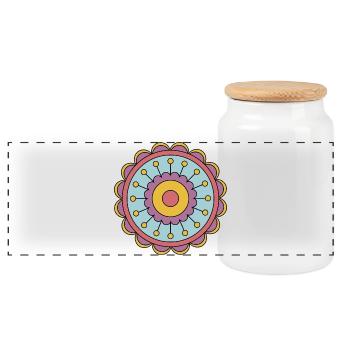 Niedliche Funky Hippie Boho Blume - Panorama Keksdose mit Holzdeckel - Weiß - Vorne