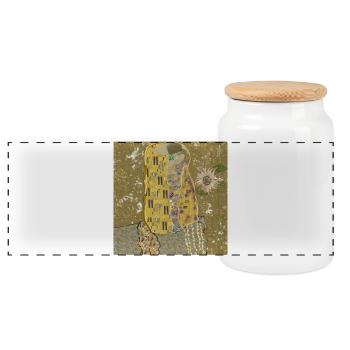 Eternal Embrace Reimagined - Panoramic Cookie Jar with Wooden Lid - white - Front