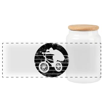 BMX Skizze - Panorama Keksdose mit Holzdeckel - Weiß - Vorne