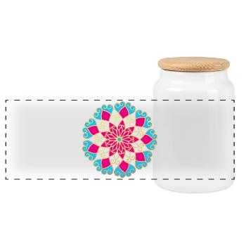 Yoga Mandala Gold Meditation India Ornament Om - Panoramic Cookie Jar with Wooden Lid - white - Front
