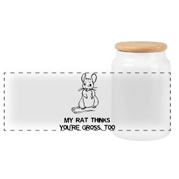 Rat Statement Pets Animals Pet - Panoramic Cookie Jar with Wooden Lid - white - Front