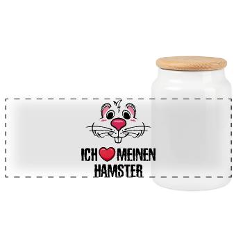 Lieblingstier Hamster Statement Haustiere Herz - Panorama Keksdose mit Holzdeckel - Weiß - Vorne