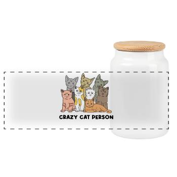 Katze Haustiere Statement Lieblingstier Heimtier - Panorama Keksdose mit Holzdeckel - Weiß - Vorne