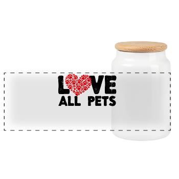 Pets Heart Statement I Love Animals Pet - Panoramic Cookie Jar with Wooden Lid - white - Front
