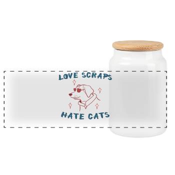 Pets Cool Saying Dog Statement Cat - Panoramic Cookie Jar with Wooden Lid - white - Front