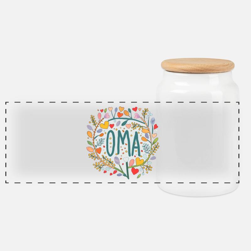 Oma - Panorama Keksdose mit Holzdeckel - Weiß