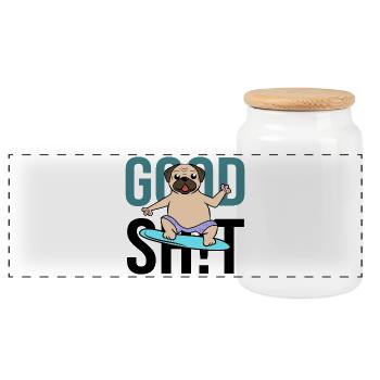 Favorite Animal Dog Statement Cuddly Toy Pets - Panoramic Cookie Jar with Wooden Lid - white - Front