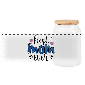 Best Mom Ever - Panoramic Cookie Jar with Wooden Lid - white - Front