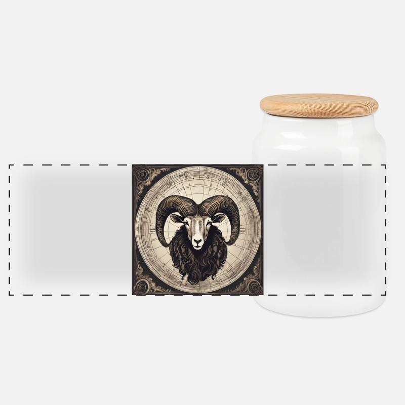 Zodiac Aries - Panorama Keksdose mit Holzdeckel - Weiß