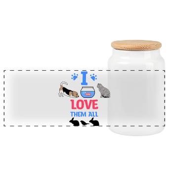 Animaux de compagnie Déclaration Chien Chat Rat Bunny Aquarium - Boîte à biscuits avec couvercle en bois - blanc - Devant