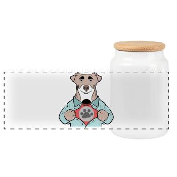 Favorite animal: Dog, cuddly toy, pets, pet - Panoramic Cookie Jar with Wooden Lid - white - Front