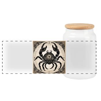 Cancer du zodiaque - Boîte à biscuits avec couvercle en bois - blanc - Devant