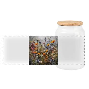 Wildblumen - Panorama Keksdose mit Holzdeckel - Weiß - Vorne