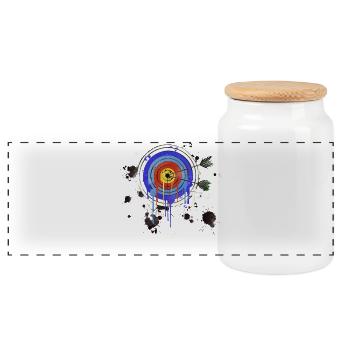 Archery Archery retro vintage paint sprayer - Panoramic Cookie Jar with Wooden Lid - white - Front