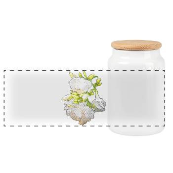 olianderblüten Zweig seitlich, blühen - Panorama Keksdose mit Holzdeckel - Weiß - Vorne