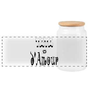 Tata Amour Cœur Tante - Boîte à biscuits avec couvercle en bois - blanc - Devant
