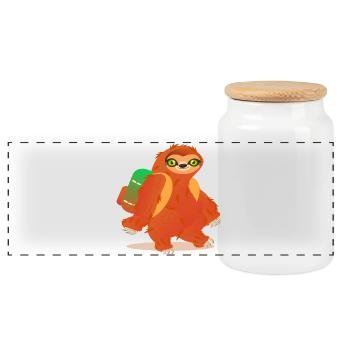 Sloth Hiking Backpack - Panoramic Cookie Jar with Wooden Lid - white - Front