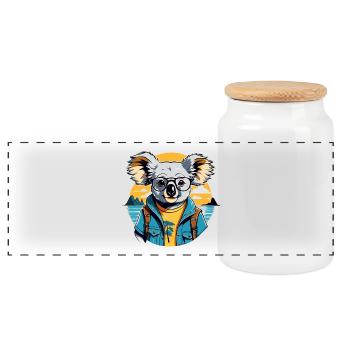 Koala Coastal Adventure Sunset - Panoramic Cookie Jar with Wooden Lid - white - Front