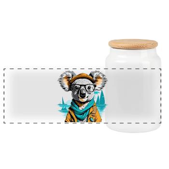 Expédition koala en bord de mer - illustration - Boîte à biscuits avec couvercle en bois - blanc - Devant