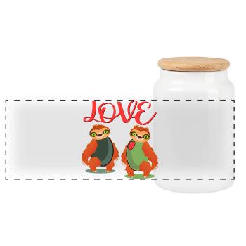 LOVE SLOTH OLIVES COSTUMES POUR COUPLES - Boîte à biscuits avec couvercle en bois - blanc - Devant